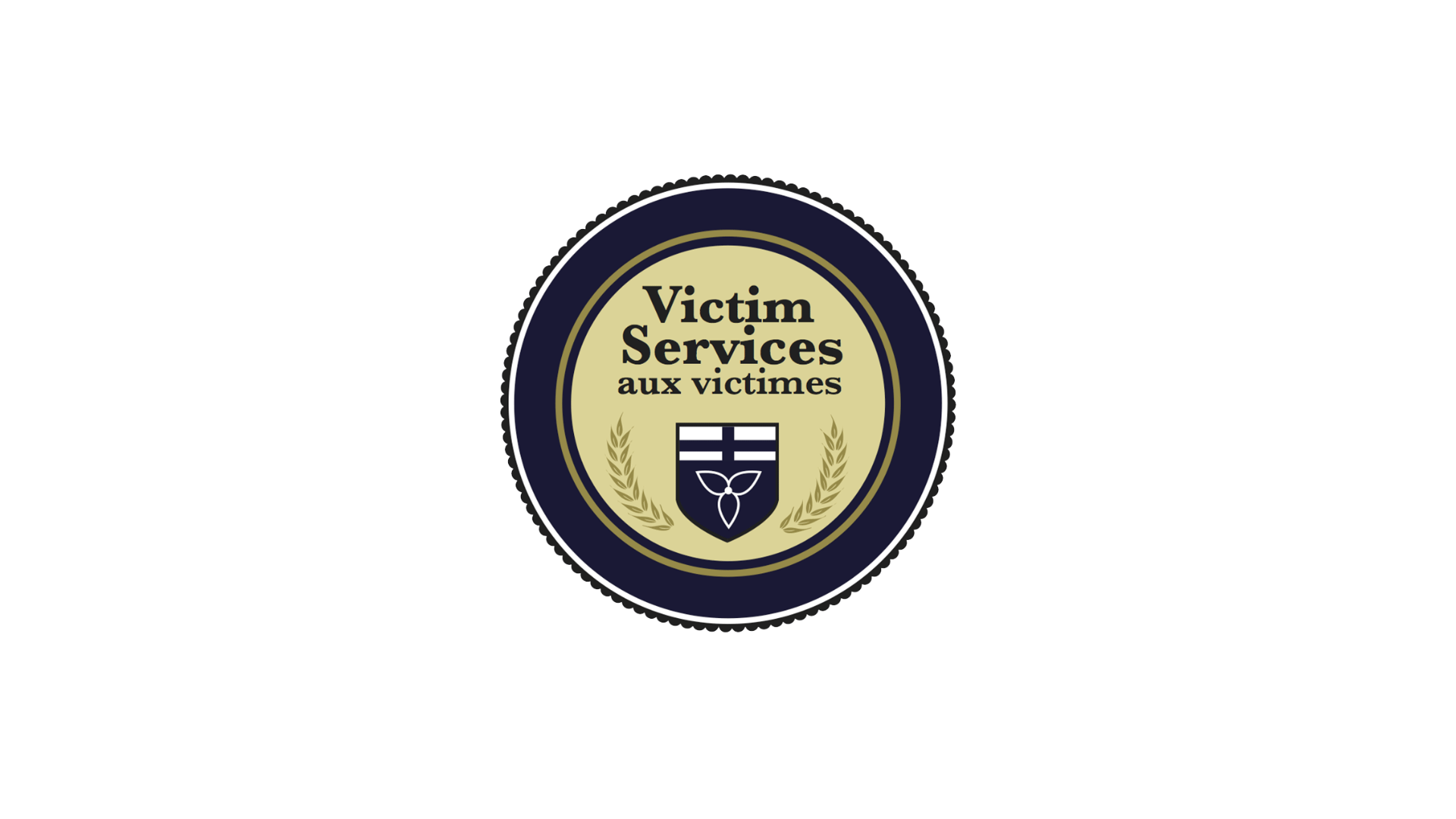 Timmins Care A circular logo for Victim Services aux victimes featuring a shield with stripes and a maple leaf, surrounded by two golden laurel branches. Cochrane District Social Services Administration Board